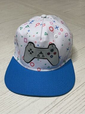 Sony PlayStation Logo Snapback Hat 🧢 White Blue Adjustable Cap OSFA Like New